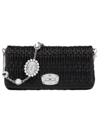 Crystal Leather Shoulder Bag Black - MIU MIU - BALAAN 2