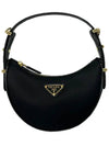 Arque Re-nylon Brushred Leather Small Shoulder Bag Black - PRADA - BALAAN 3