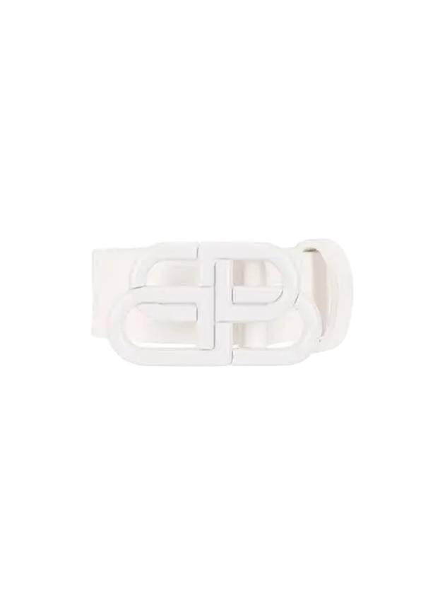 Buckle BB Logo Thin Leather Belt White - BALENCIAGA - BALAAN 1