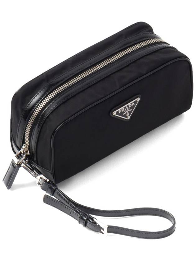 Re-Nylon Brushed Leather Pouch Black - PRADA - BALAAN 4