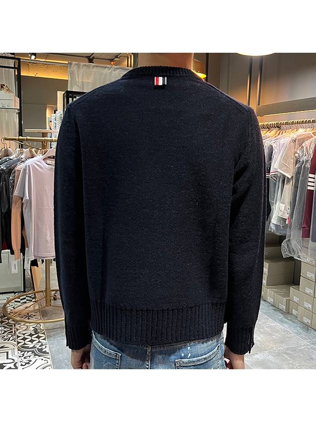 Donegal 4-Bar Striped Crew Neck Wool Knit Top Navy - THOM BROWNE - BALAAN 6