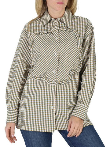 Kenzo Ladies Gingham Print Boke Flower Long-Sleeve Cotton Shirt, Brand Size 36 (US Size 4) - KENZO - BALAAN 1