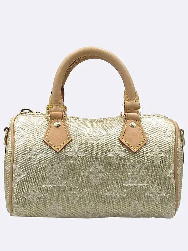 M82242 Gold Metallic Jacquard Monogram Nano Speedy Tote Bag - LOUIS VUITTON - BALAAN 1