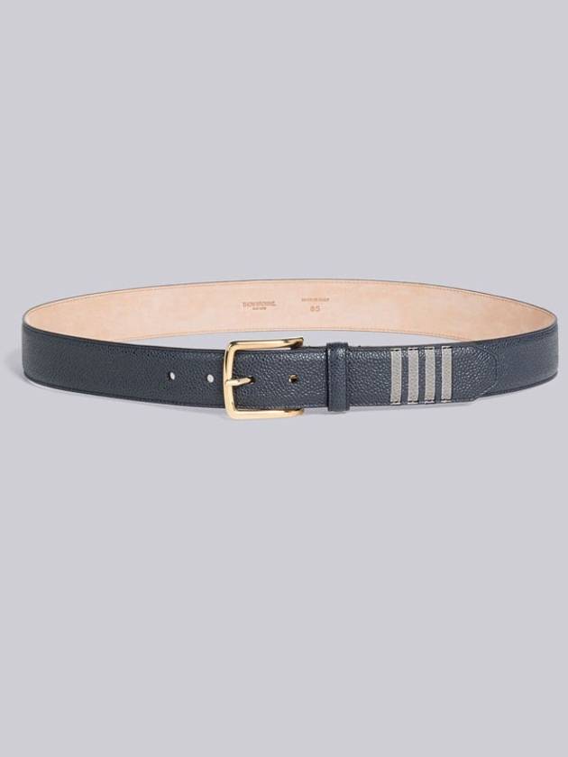 4 Bar Classic Grain Leather Belt Navy - THOM BROWNE - BALAAN 2