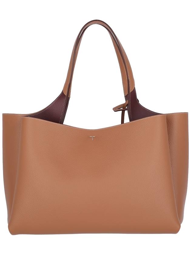 Logo Leather Medium Tote Bag Brown - TOD'S - BALAAN 4