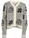 Rose intarsia cable knit cardigan gray - THOM BROWNE - BALAAN 2