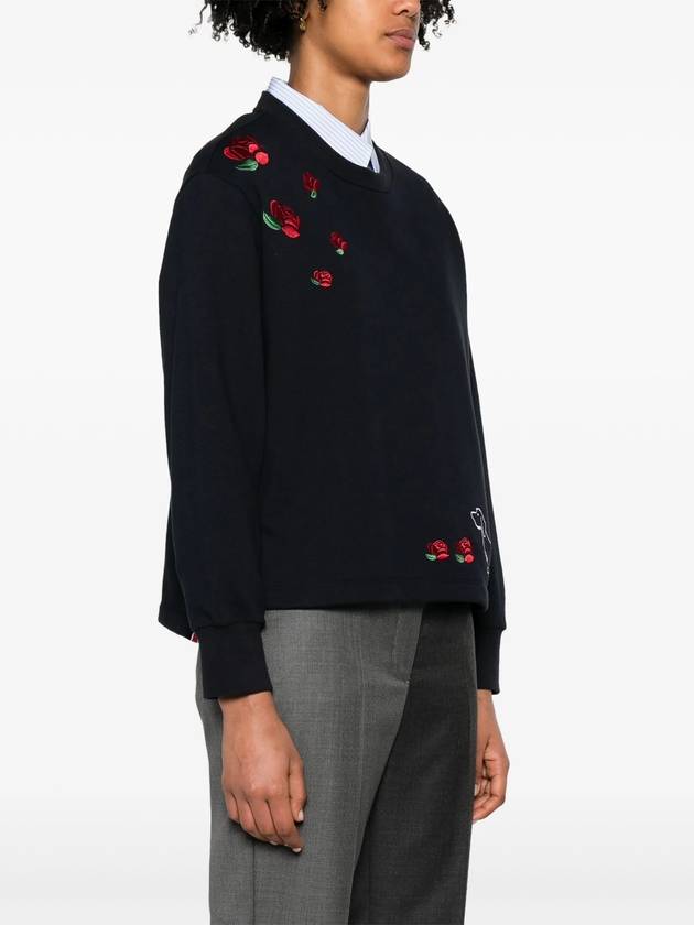 Loopback Hector Rose Oversized Crew Neck Cotton Sweatshirt Navy - THOM BROWNE - BALAAN 4