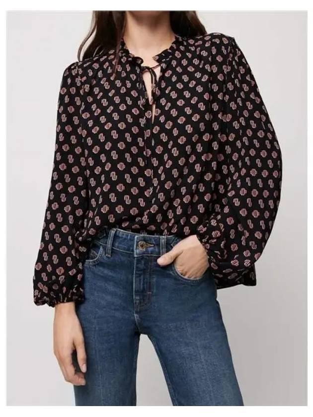 Women's Monogram Chiffon Blouse Black - MAJE - BALAAN 4