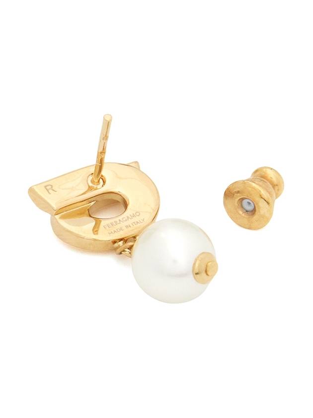 Gancini Pearl Drop Earrings Gold - SALVATORE FERRAGAMO - BALAAN 4