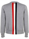 Center Back Striped Stitch Merino Wool Knit Top Grey - THOM BROWNE - BALAAN 3