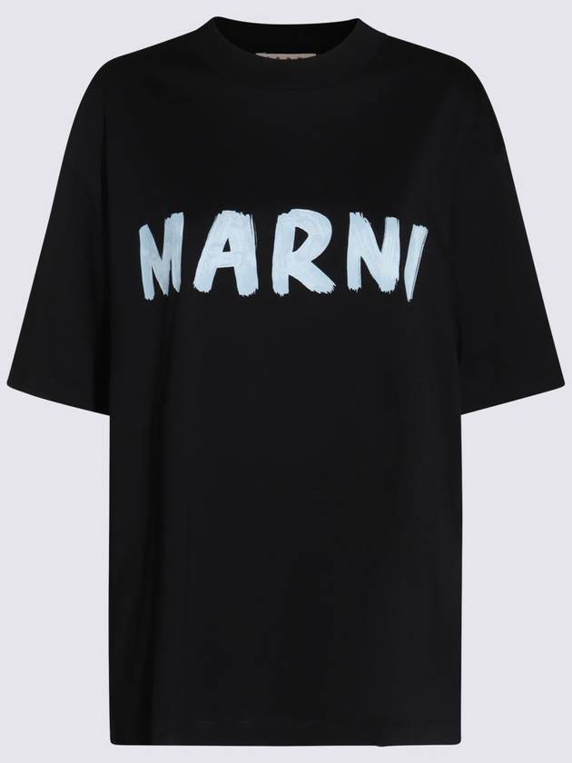 Logo Lettering Boxy Fit Short Sleeve T-Shirt Black - MARNI - BALAAN 2