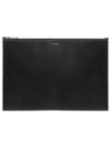 Logo XL Shiny Leather Clutch Bag Black - SAINT LAURENT - BALAAN 2