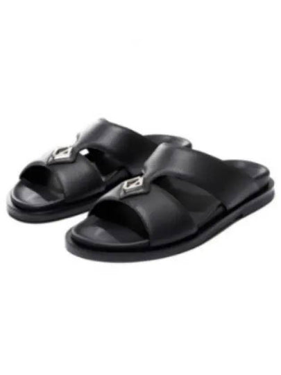 Aqua Grained Calfskin Sandal Black - DIOR - BALAAN 2