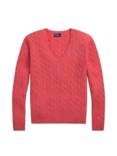 Kimberly Embroidered Pony Logo Cable Sweater Coral - POLO RALPH LAUREN - BALAAN 2