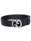 GG Buckle Wide Leather Belt Black - GUCCI - BALAAN 2