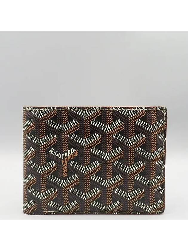 Black Brown Leather VICTOIRE 8CC Half Wallet - GOYARD - BALAAN 2