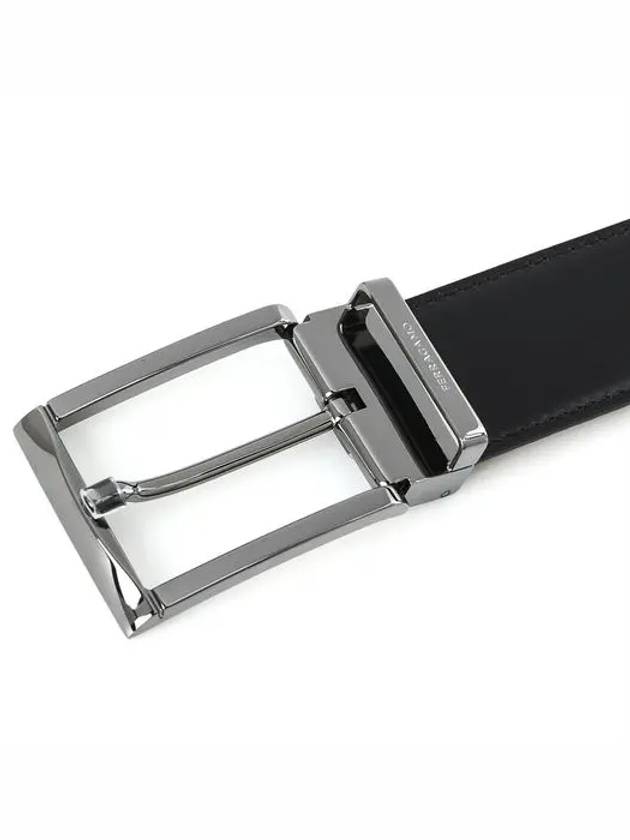 Square Reversible Leather Belt Black - SALVATORE FERRAGAMO - BALAAN 5