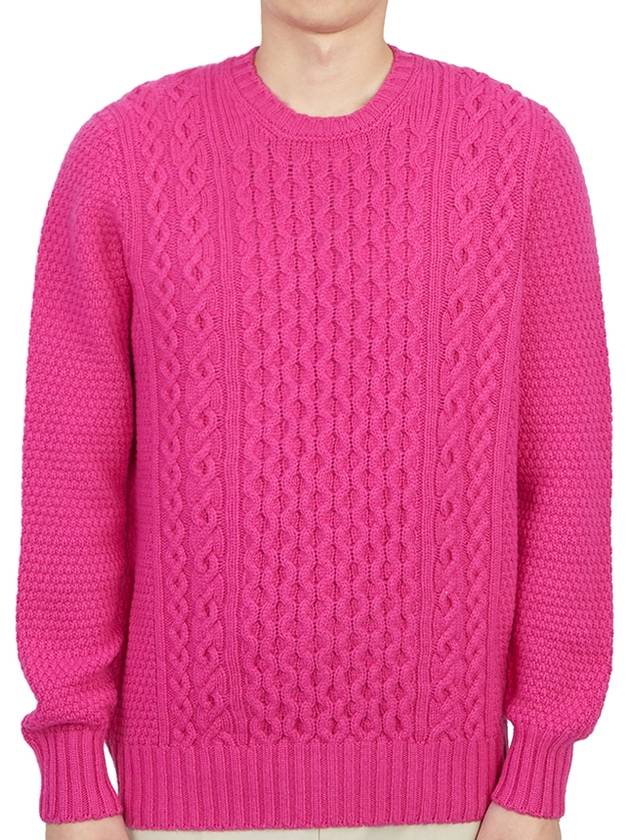 Crew Neck Lambswool Knit Top Pink - DRUMOHR - BALAAN 2