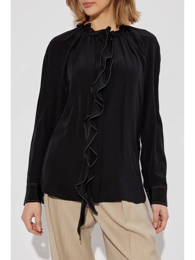 Victoria Beckham Silk Shirt With Ruffles, Women's, Black - VICTORIA BECKHAM - BALAAN 3