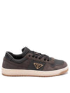 Enamel Triangle Suede Low Top Sneakers Grey - PRADA - BALAAN 2