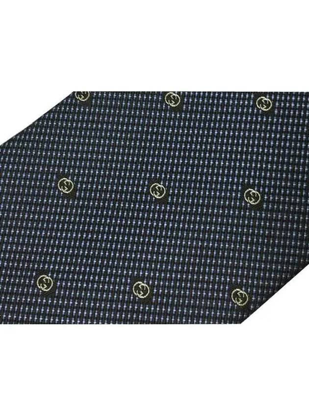 GG Interlocking Logo Silk Tie Black Navy - GUCCI - BALAAN 5