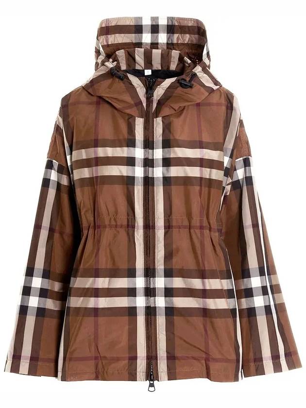 Check Hooded Jacket Dark Birch Brown - BURBERRY - BALAAN 3