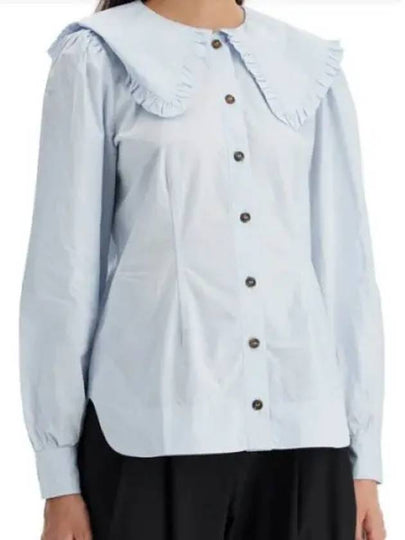 Poplin Frill Collar Shirt Blouse Heather - GANNI - BALAAN 2