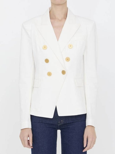 Women s Double Gold Button Cotton Jacket White - BALMAIN - BALAAN 2