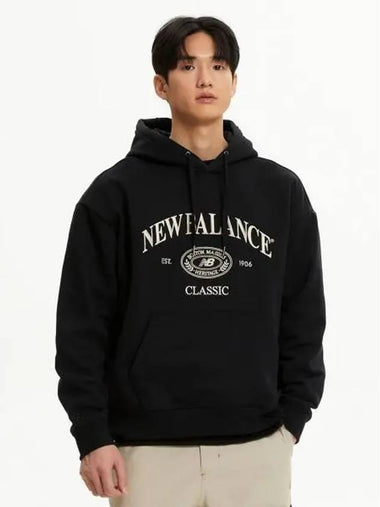 NBN0E41123 UNI heritage brushed hoodie BLACK - NEW BALANCE - BALAAN 1