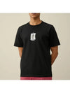 30/2 Mercerized Jersey Twisted Graphic Short Sleeve T-Shirt Black - CP COMPANY - BALAAN 3