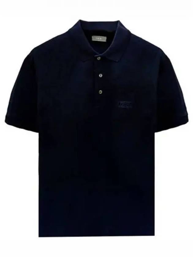 Cotton Blend Logo Polo Shirt Navy - DIOR - BALAAN 2