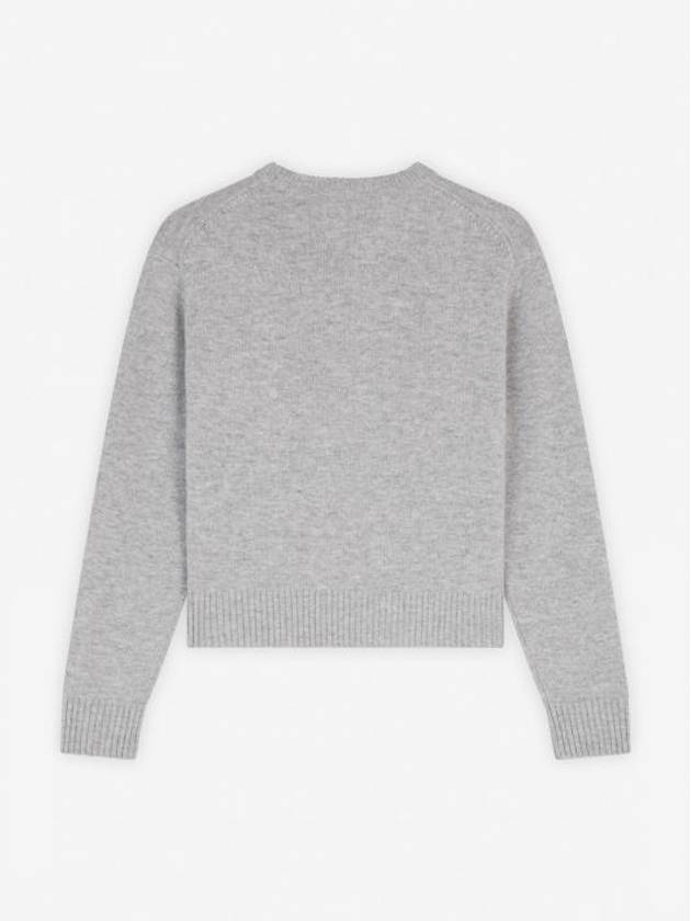 Bold Fox Head Embroidered Crop Knit Top Grey - MAISON KITSUNE - BALAAN 3