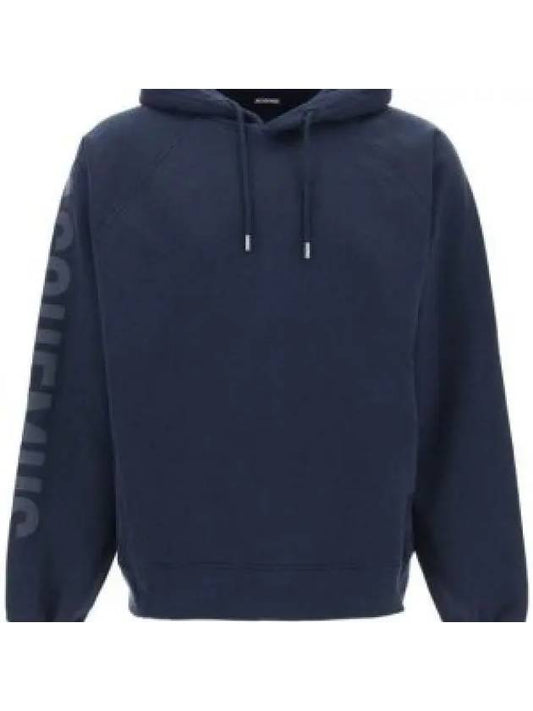 Le Typo Classic Fit Cotton Hoodie Navy - JACQUEMUS - BALAAN 2
