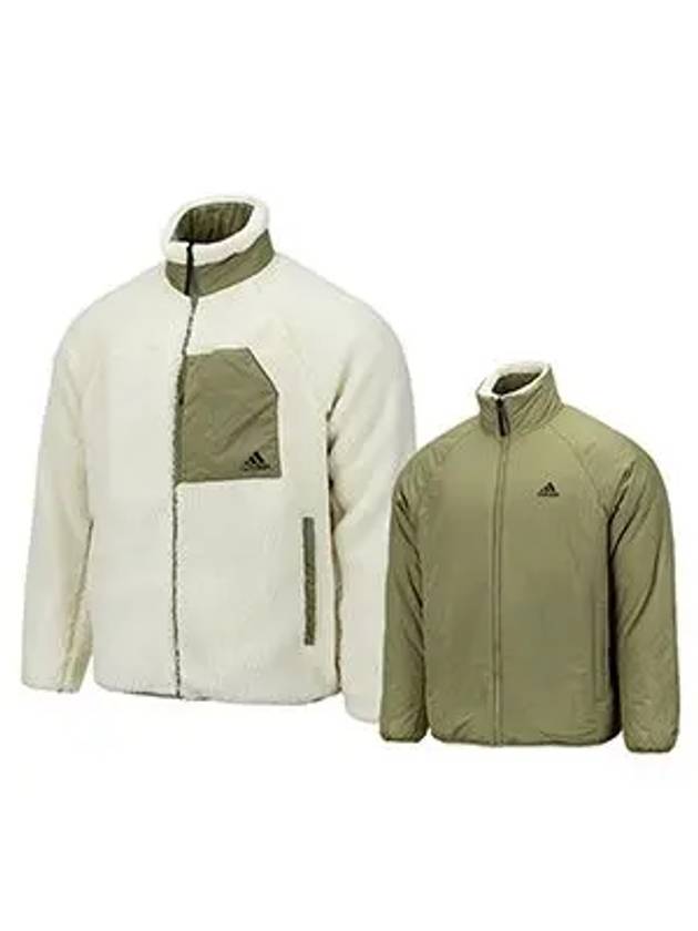 Reversible Sherpa Zip-Up Jacket Khaki - ADIDAS - BALAAN 2