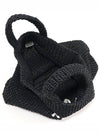 1BG392 Black Raffia Effect Lettering Logo Embroidered Crochet Tote Bag - PRADA - BALAAN 5