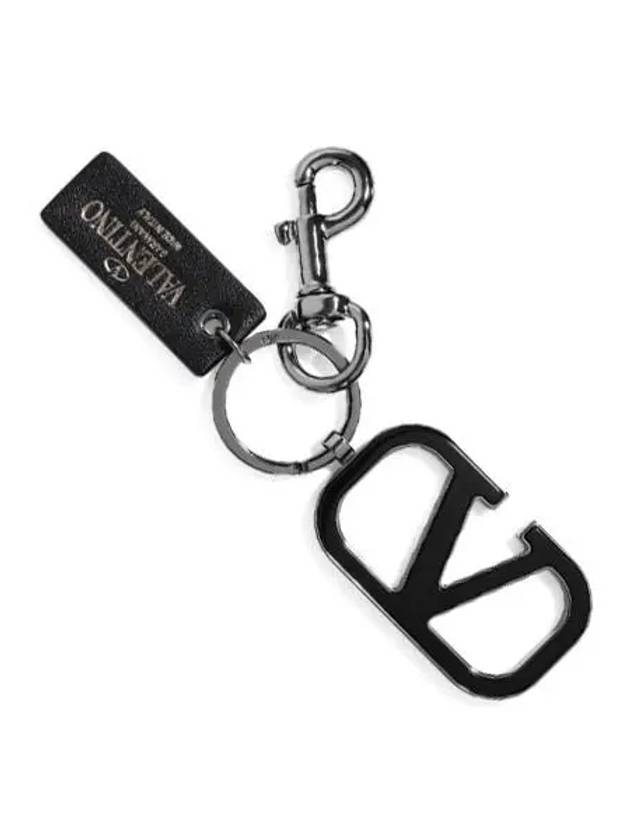 V Logo Signature Key Ring Black - VALENTINO - BALAAN 3