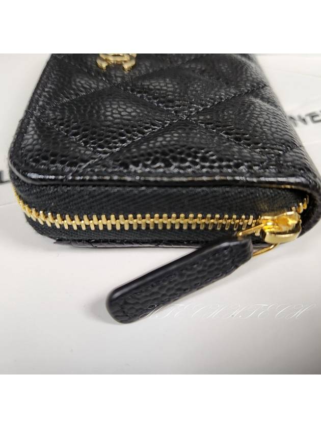 Classic Zipped Coin Purse Grained Calfskin & Gold Black - CHANEL - BALAAN 4