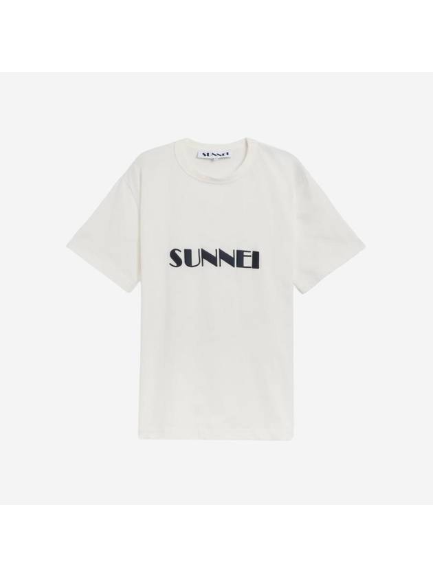 Embroidered Logo Short Sleeve T-Shirt Off White Dark Navy - SUNNEI - BALAAN 2