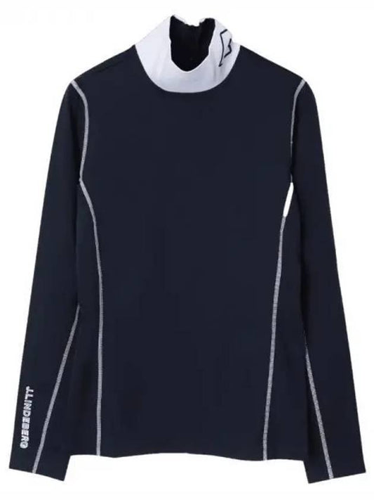 Powderhorn Mid Layer High Neck Long Sleeve T-Shirt Navy - J.LINDEBERG - BALAAN 1