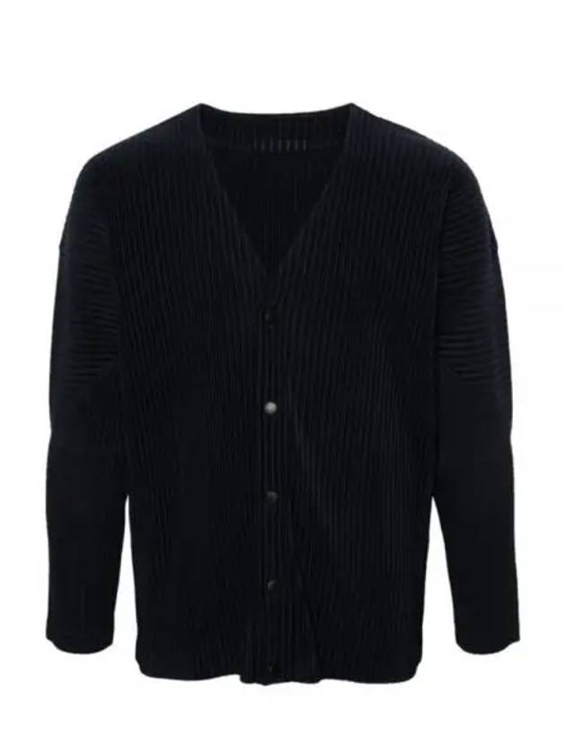 V-Neck Pleated Cardigan Navy - ISSEY MIYAKE - BALAAN 2