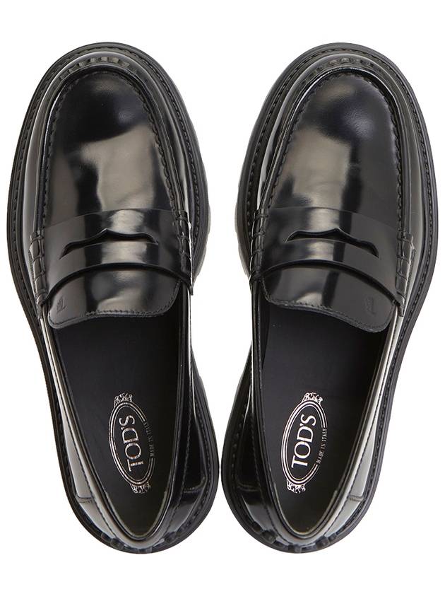 Leather Penny Loafer Heels Black - TOD'S - BALAAN 3