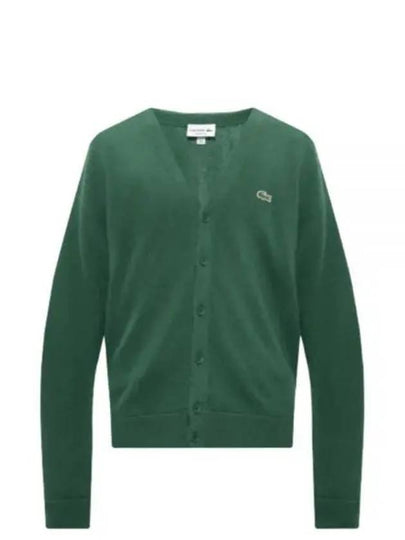 Relaxed Fit Button Wool Cardigan Green - LACOSTE - BALAAN 2