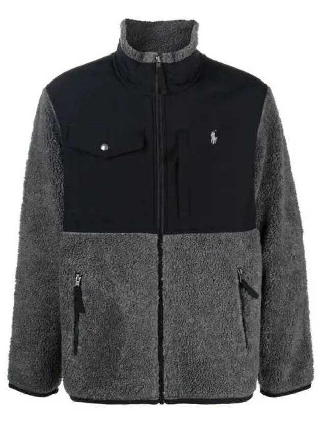 Logo Fleece Zip-Up Jacket Grey - POLO RALPH LAUREN - BALAAN 2