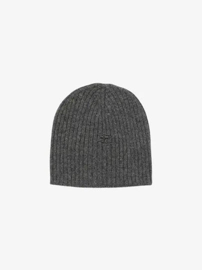 Logo Patch Ribbed Beanie Grey - COURREGES - BALAAN 2