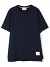 Men's Side Slit Relaxed Short Sleeve T-Shirt Navy - THOM BROWNE - BALAAN 2