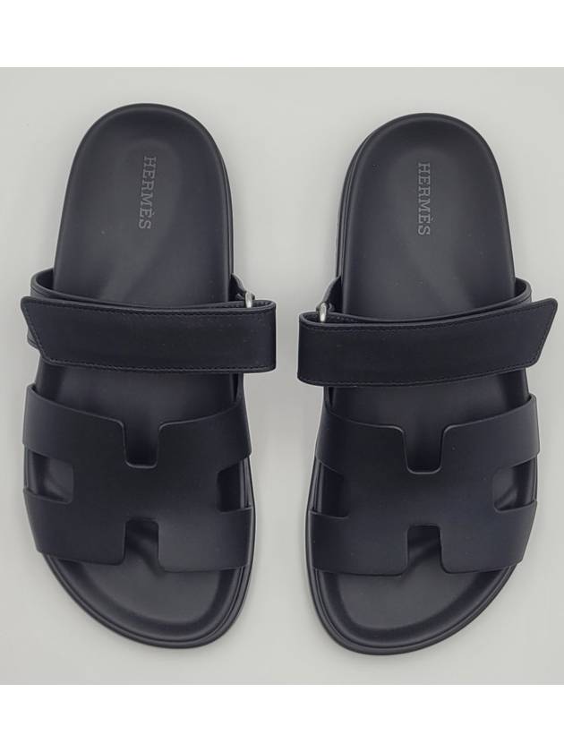 Hermes Chypre H Logo Calfskin Sandals Black - HERMES - BALAAN 5