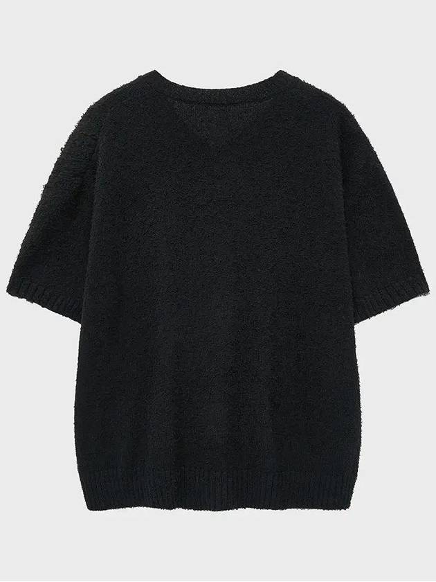 Boucle V Neck Half Knit Top Black - NOIRER - BALAAN 4