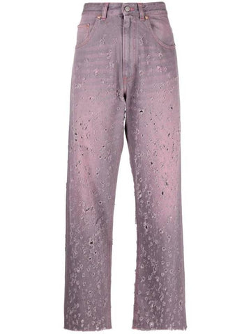 Distressed Effect Straight Jeans Pink - MAISON MARGIELA - BALAAN 1