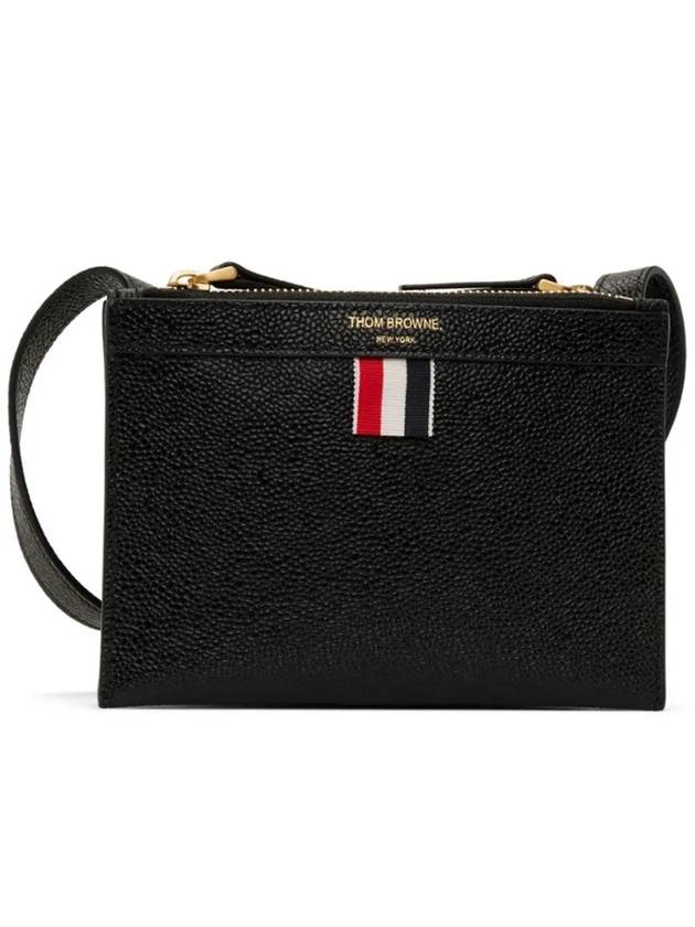 Document Holder Pebble Grain Leather Mini Cross Bag Black - THOM BROWNE - BALAAN 2