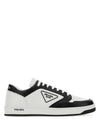 District Triangle Logo Leather Low Top Sneakers White Black - PRADA - BALAAN 2